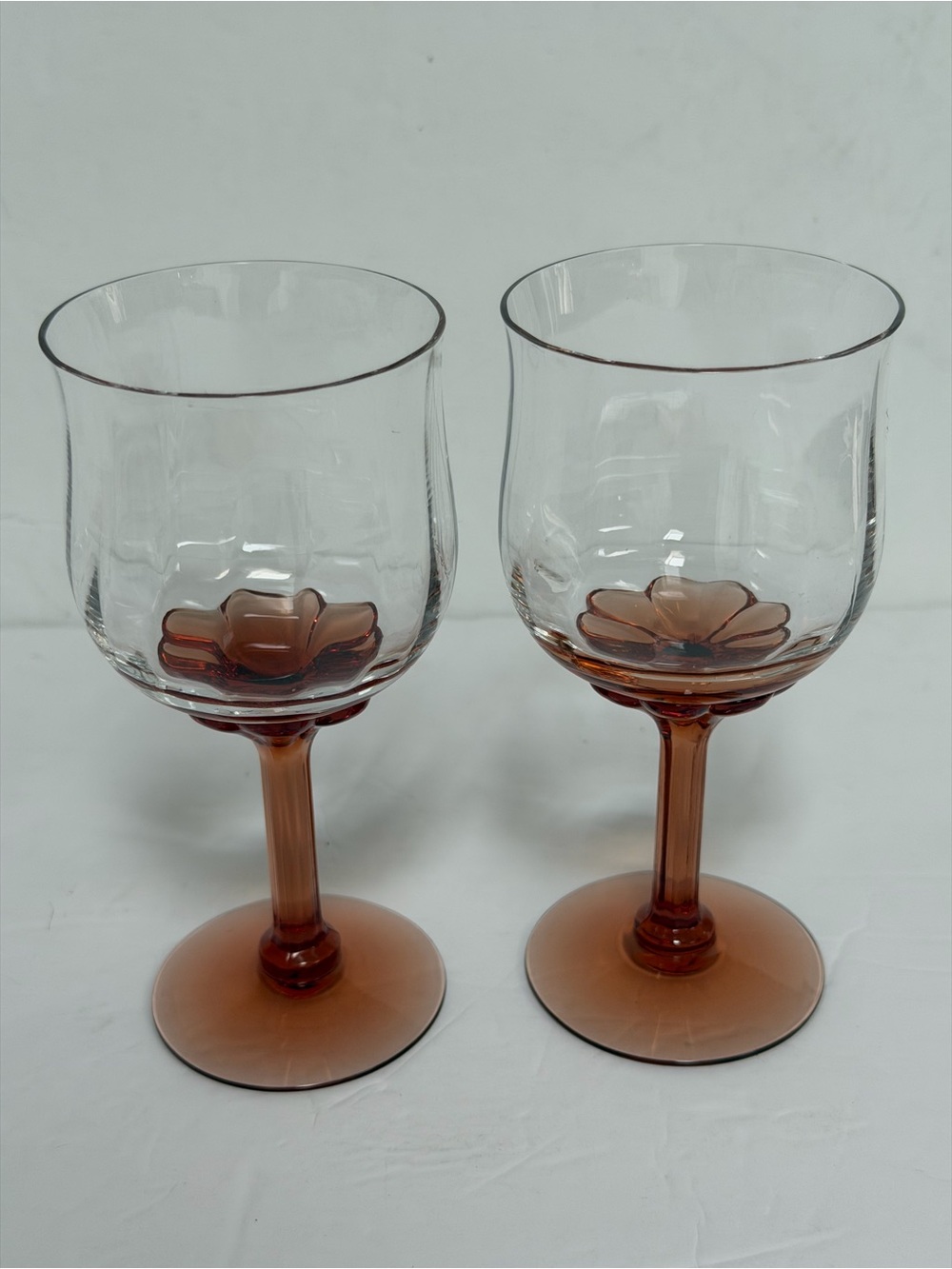 FOSTORIA Gazebo Rust Stemmed Wine Glasses Set of 2 Vintage Height 5 3/4”